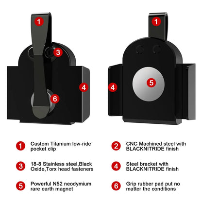 Magnetic Pocket Magazine Holder Mag Standard Clip Right Left Hand Magnetic Pocket Clip for 9mm/.40 S&W .357 Sig Magazine