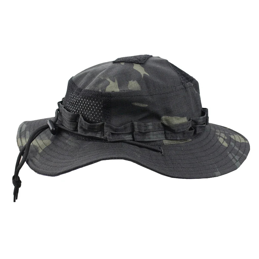 Camo Outdoor Enthusiasts Square Pocket Bonnie Cap Outdoor Bucket Benny Hats Fishing Hiking Outdoor Sun Caps