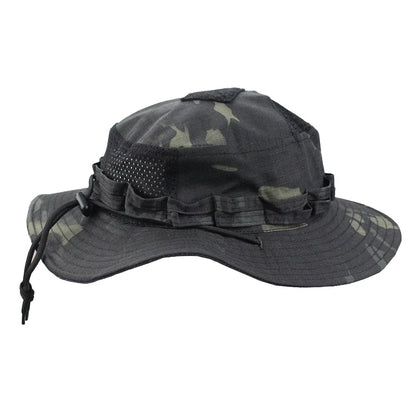 Camo Outdoor Enthusiasts Square Pocket Bonnie Cap Outdoor Bucket Benny Hats Fishing Hiking Outdoor Sun Caps