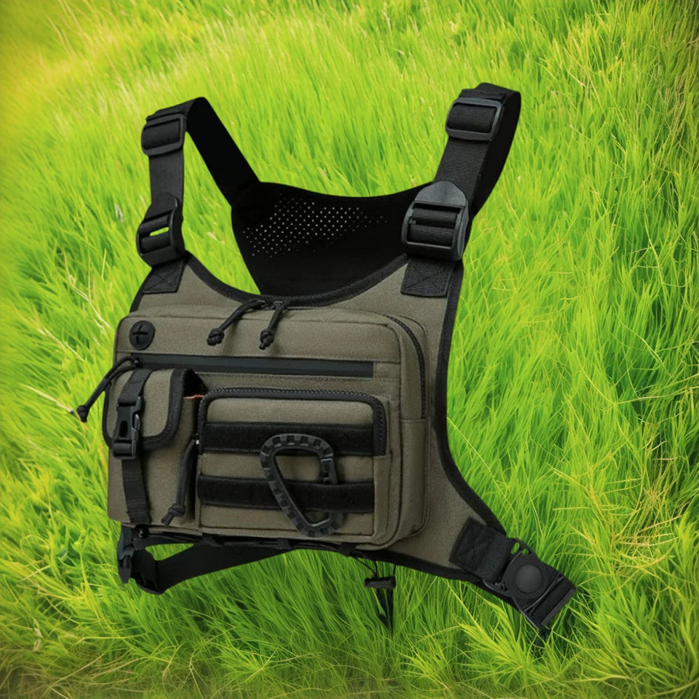 Outdoor Cycling Chest Bag Large Capacity Multifunctional Vest Chest Bag Adjustable Strap Nylon Hunt Vest Bag Work Backpack