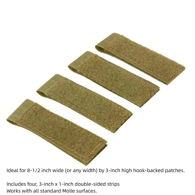 4 PCS Tactical Molle Strip Hook and Loop Fastener Durable Easy Install ID Patches Attachment Strap for Backpack Vest Tactical