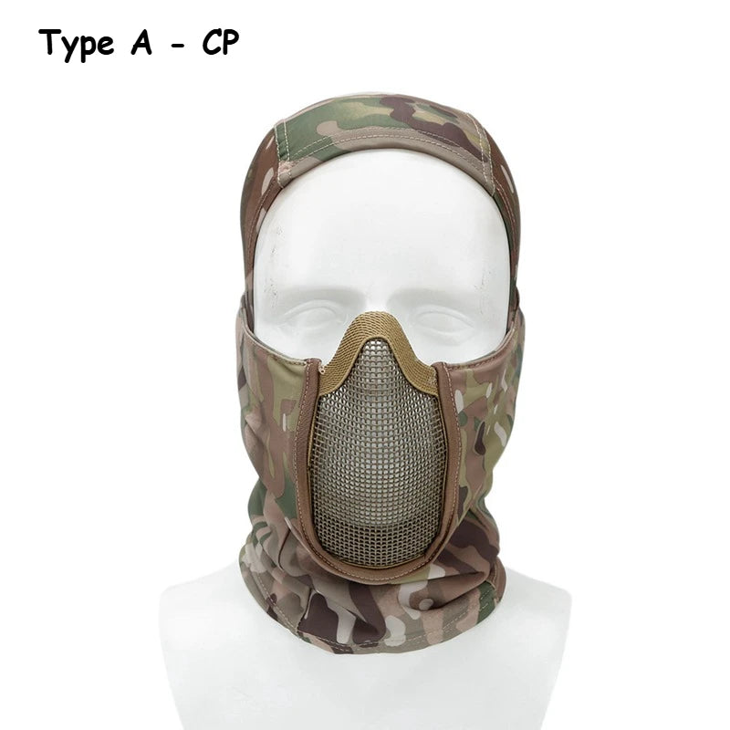 Outdoor Hunting Face Mask Steel Mesh Breathable Tactical CS Airsoft Shooting Balaclava Headwear Headscarf Motorcycle Headgear