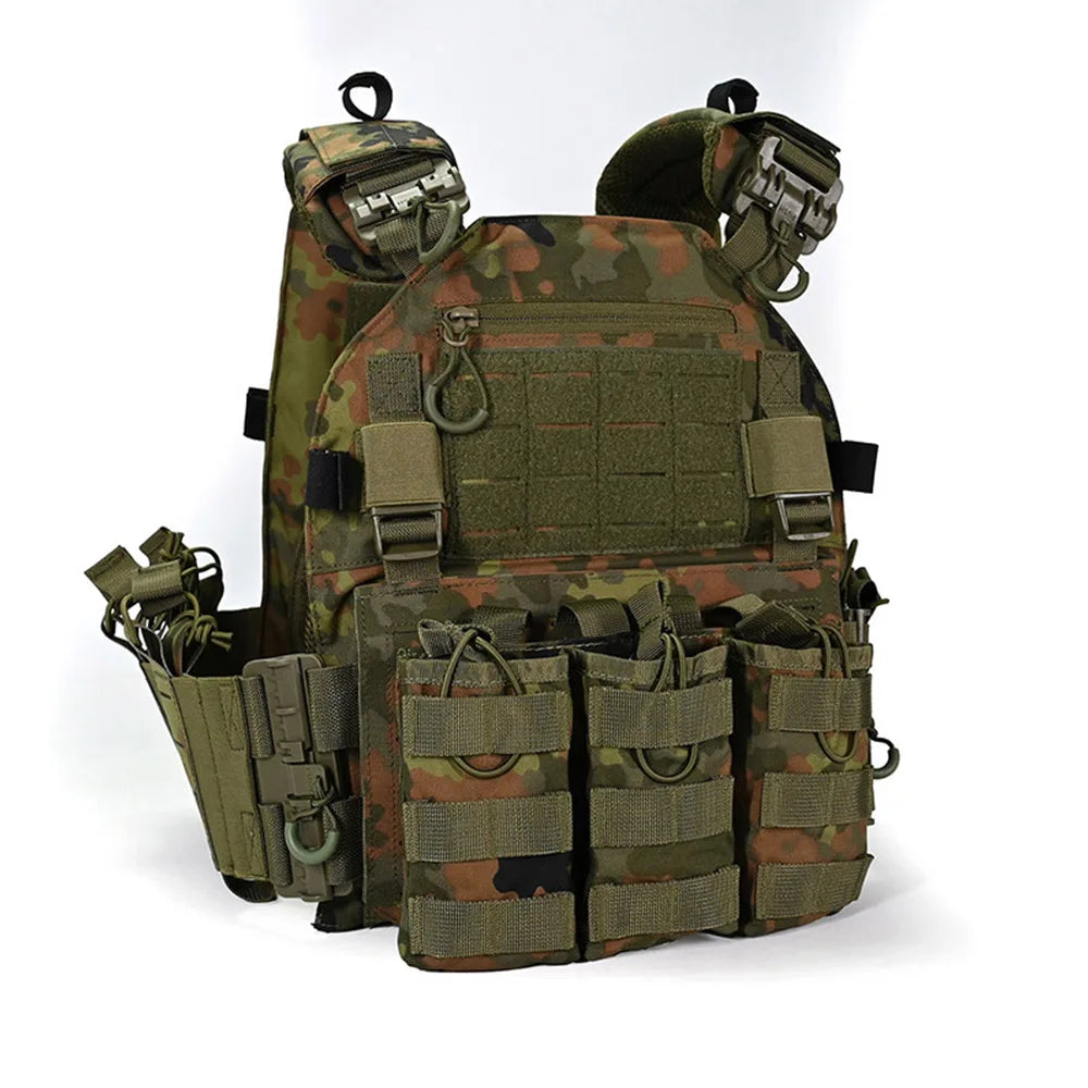 Modular Tactical Vest Set Quick‑Release MOLLE Vest with Mag Pouches Utility Bags for Airsoft Hunting Shooting Combat Training