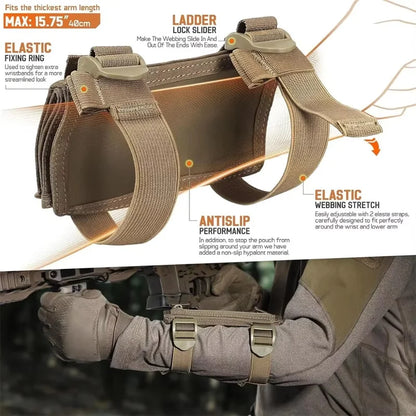 Tactical Map Case Arm Sleeve Wrist Map Holder Wristband Map Pouch DOPE Card Holder for Shooting Hunting Rescue Field Measurement