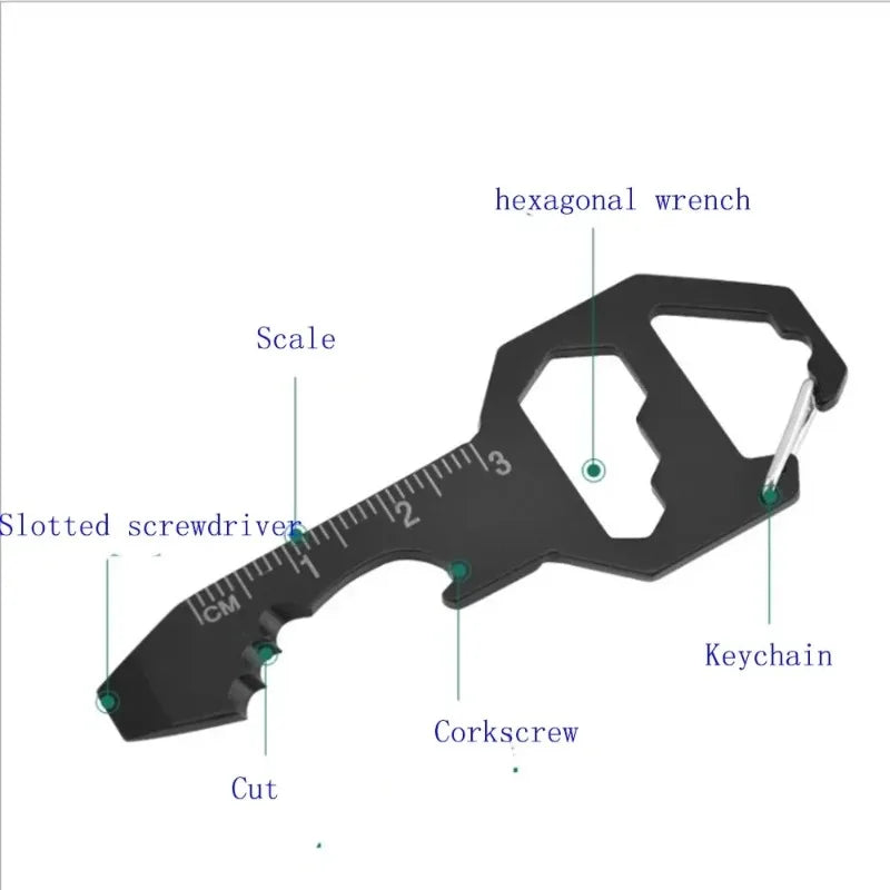 Multi-Tool Keychain EDC Multifunctional Hexagonal Pendant Wrench Keys Outdoor Survival Gear Bottle Opener for Hand Tools