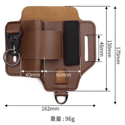 Tactical Multi Tool Belt Leather Bag Portable Tool Storage Bag Holster Key Holder Outdoor Camping Hunting Waist Leather Pocket