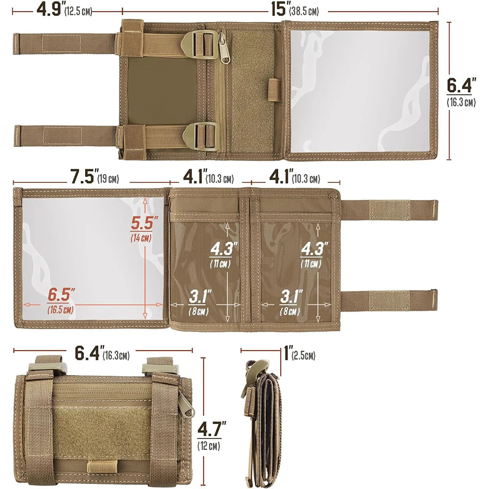 Tactical Wrist Map Pouch Arm Map Holder Armband Sleeve 6.5x5.5” Map Case Cover Utility EDC Card Holder for Hunting Shooting