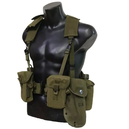 US M1956 Canvas Long Pouch Replica, M14 Magazine Pouch, ALICE Style Tactical Waist Tool Bag for Military Collection Cosplay