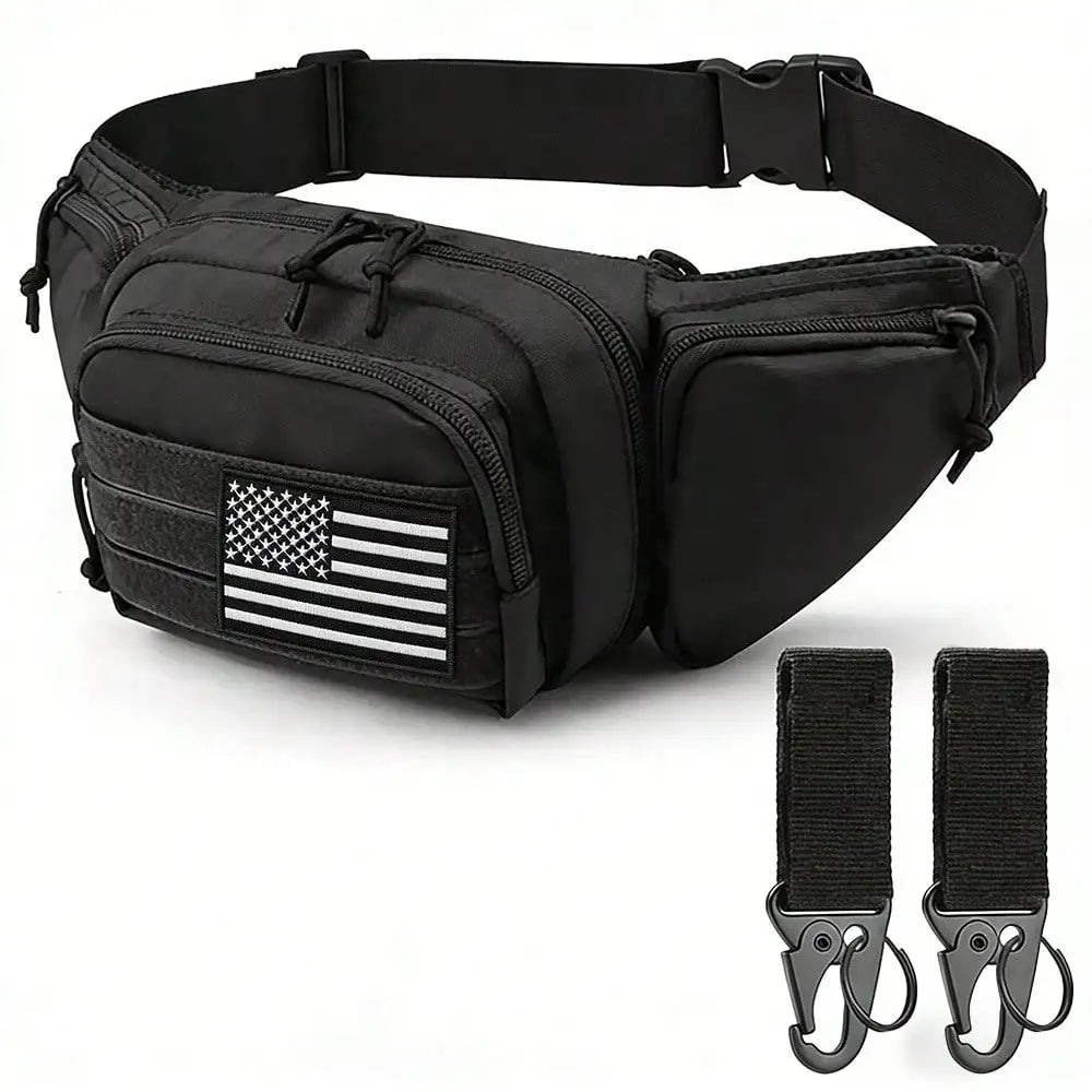 Tactics Outdoor Sports Waist Bag with Badge and Buckle, Hiking Bike Fishing Shoulder Bag Lightweight High Capacity Waist Bag