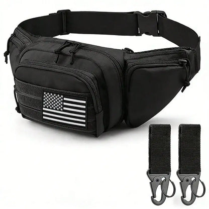 Tactics Outdoor Sports Waist Bag with Badge and Buckle, Hiking Bike Fishing Shoulder Bag Lightweight High Capacity Waist Bag