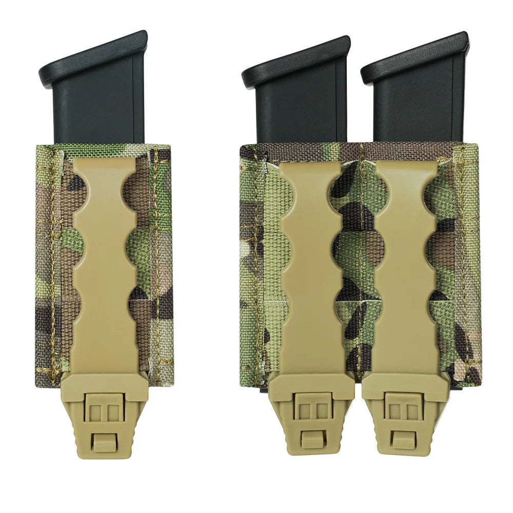FAST 9MM Pistol Single/Double Magazine Pouch MOLLE Mag Pouch with Quick Release Kydex Insert for  M9 P226 HK USP