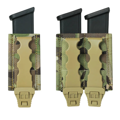 FAST 9MM Pistol Single/Double Magazine Pouch MOLLE Mag Pouch with Quick Release Kydex Insert for  M9 P226 HK USP