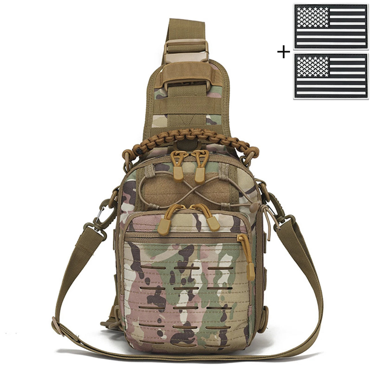 Laser MOLLE EDC outdoor hunting bag can be carried on one shoulder or diagonally, with a woven handle and a shoulder strap