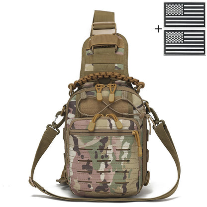 Laser MOLLE EDC outdoor hunting bag can be carried on one shoulder or diagonally, with a woven handle and a shoulder strap