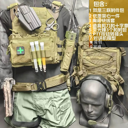Tactical Combat Vest Set Airsoft Training Chest Rig Role Play Outfit for Wargame Paintball Outdoor Cosplay Equipment Gear Set