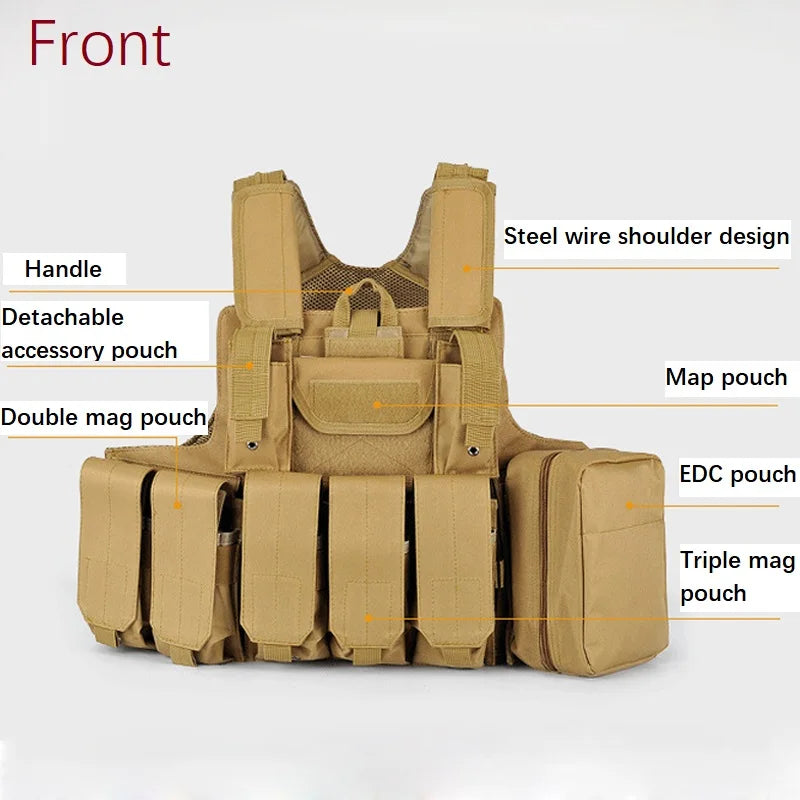 Tactical Vest CS Wargame Airsoft Paintball MOLLE CIRAS Combat Vest CIRAS Tactical Vest With Triple Magazine Pouch Accessories