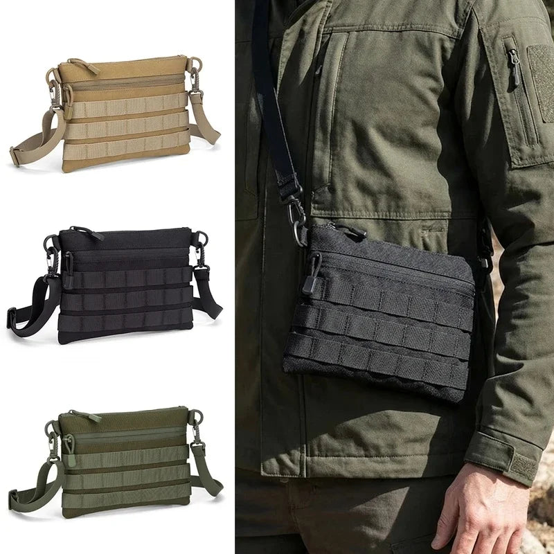 Tactical MOLLE Crossbody Bag 600D Nylon EDC Sling Shoulder Bag with Modular Webbing for Outdoor Hiking Daily Travel