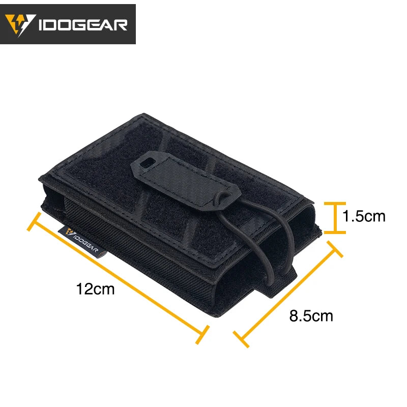 IDOGEAR TGS Tactical Universal Phone Pouch MOLLE 5.56 Mag Holder Adjustable Elastic Anti-slip Interior Charging Hole 3588