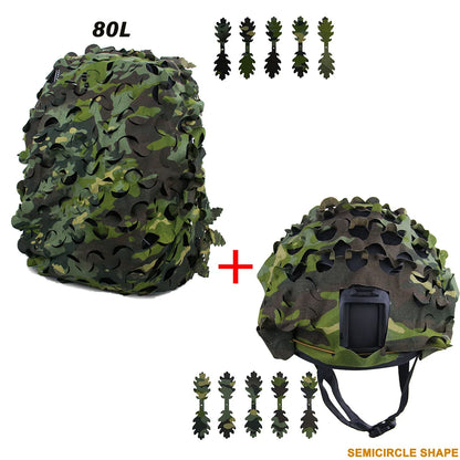 3D Camo Net Backpack Helmet Cover Kit Laser Cut Camouflage Mesh for Hunting Backpack Airsoft Tactical Helmet Hunting Accessories