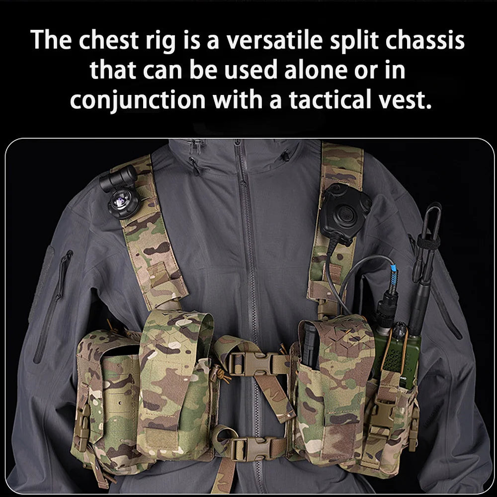 Tactical Alpha Chest Rig with Expansion Pack SS Style Load Bearing Vest (LBV) Alpha Expander Kit Pouch 34A Split MOLLE Equipment
