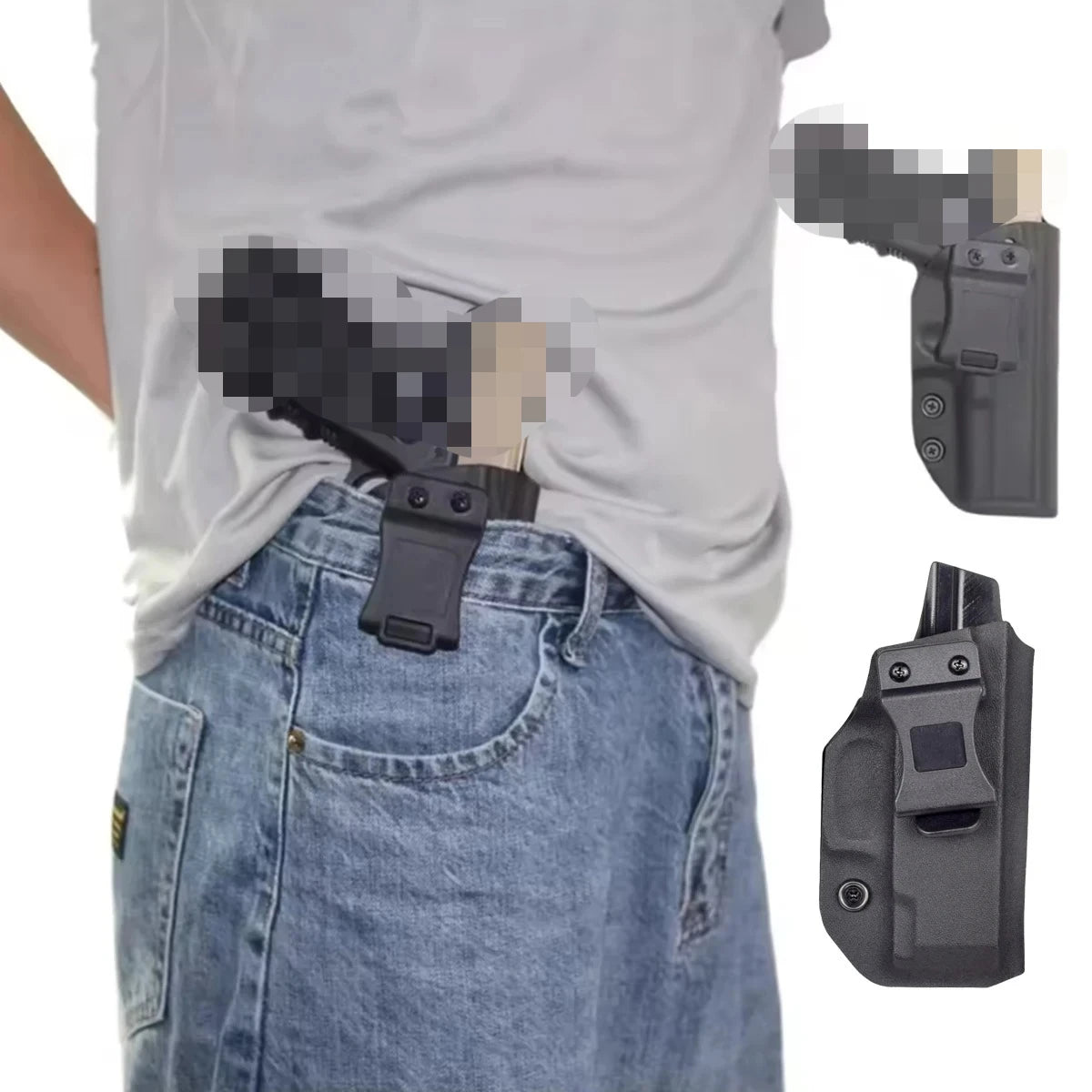 PVC Holster For 1911 Glock 17 19 26 43 43X Tauru M17 P07 P365 PPQ Inside Waistband Concealed Carry Belt Clip Stack Pouch