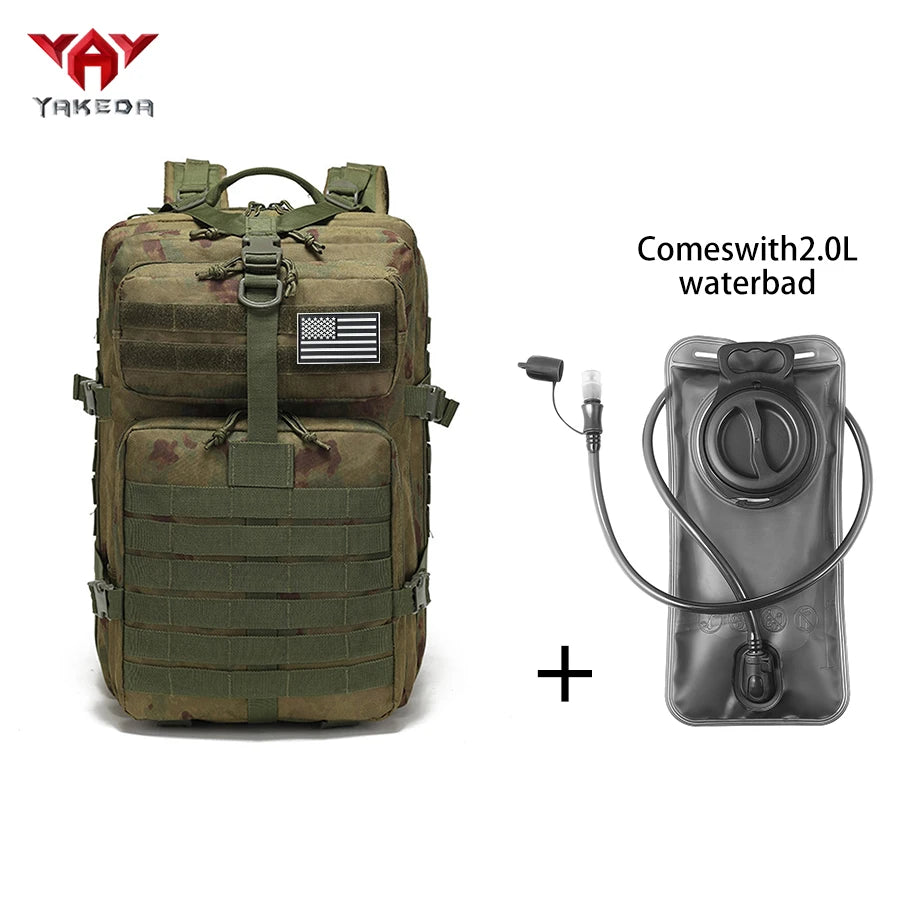 YAKEDA 45L large capacity backpack with 2L water bag MOLLE expansion system outdoor hiking backpack