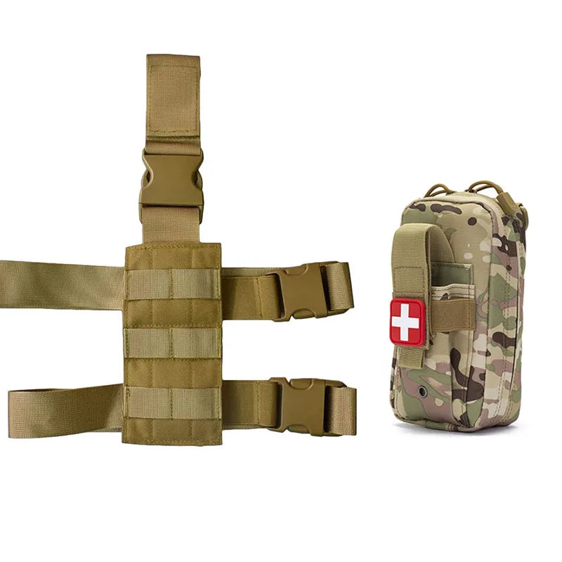 Tactical Drop Leg Platform Molle EDC Pouch Medical EMT Emergency First Aid Kit Bag IFAK Utility Tool Bag with Thigh MOLLE Rig