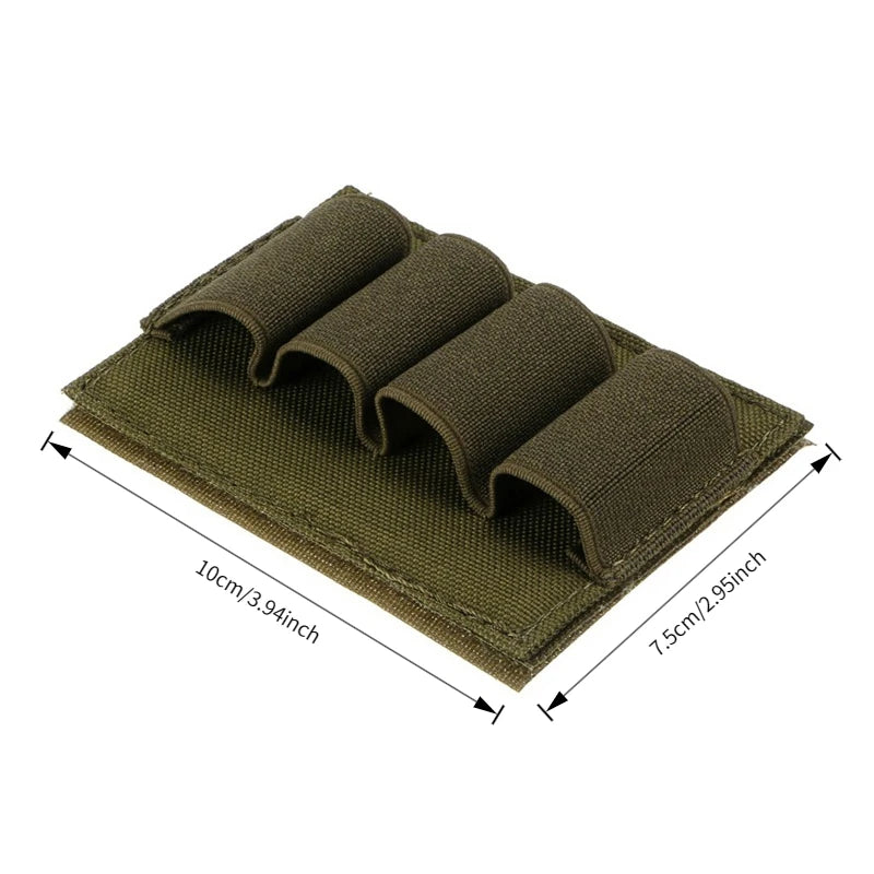 4 Round Shotgun Shell Holder Tactical Vest Mount 12GA Shotshell Organizer for Hunting Shooting EDC Small Tools Storage