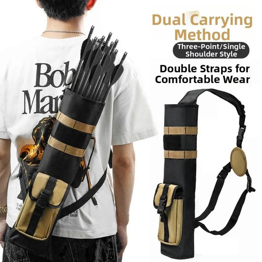 Adjustable Strap Archery Quiver Single Shoulder Round Tube Arrow Holder Bag Oxford Cloth Large Arrow Bag
