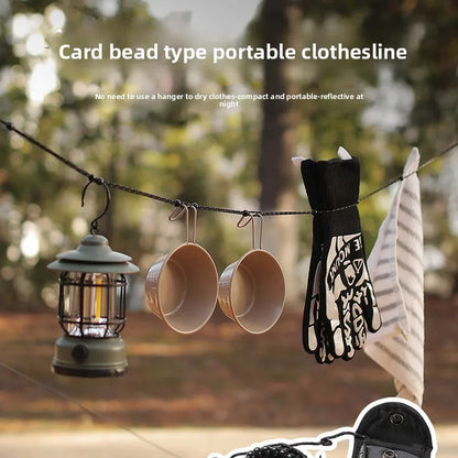 3M Outdoor Camping Stretch Clothesline with 12 Beads Clips Retractable Laundry Dryer Clothes Rope Hanging Laundry Drying Ropes