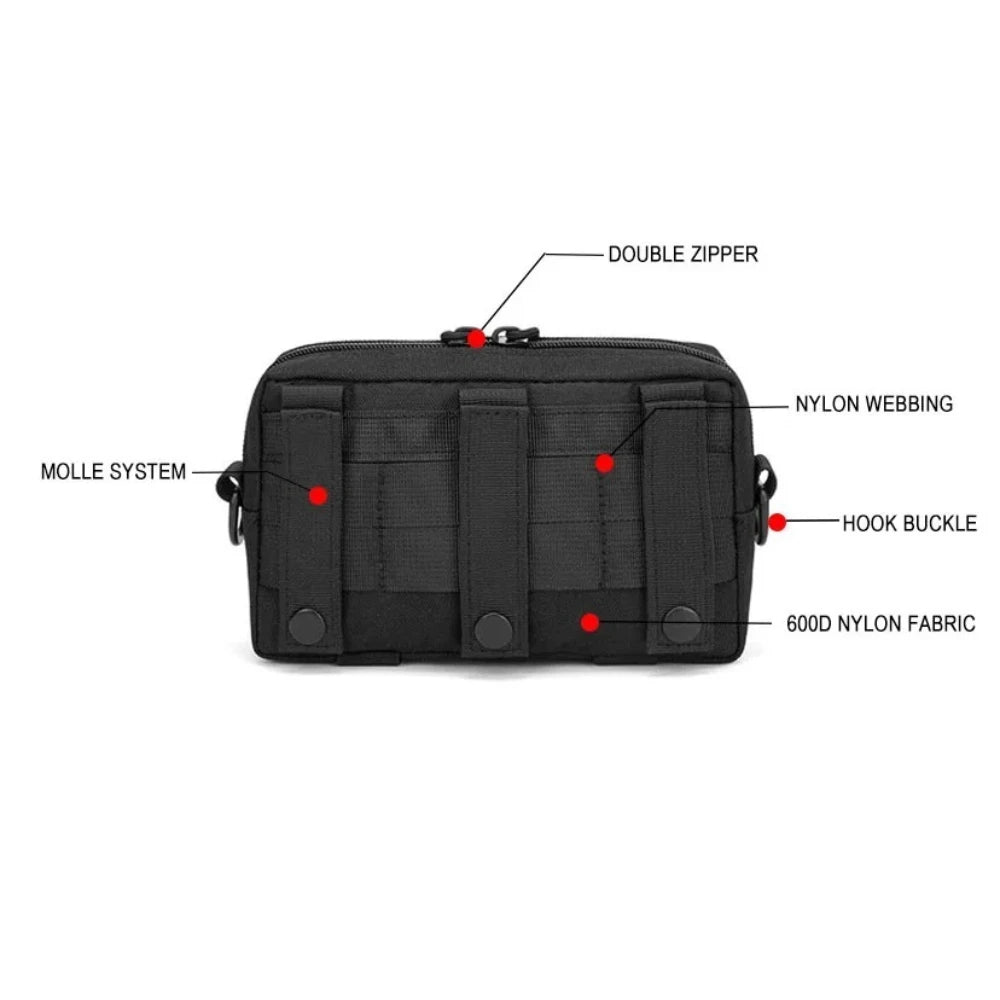 Tactics MOLLE Admin Pouch Utility EDC Waist Bag Horizontal Modular Pouch Chest Pack  Accessory Bag for Outdoor Hiking, Hunting