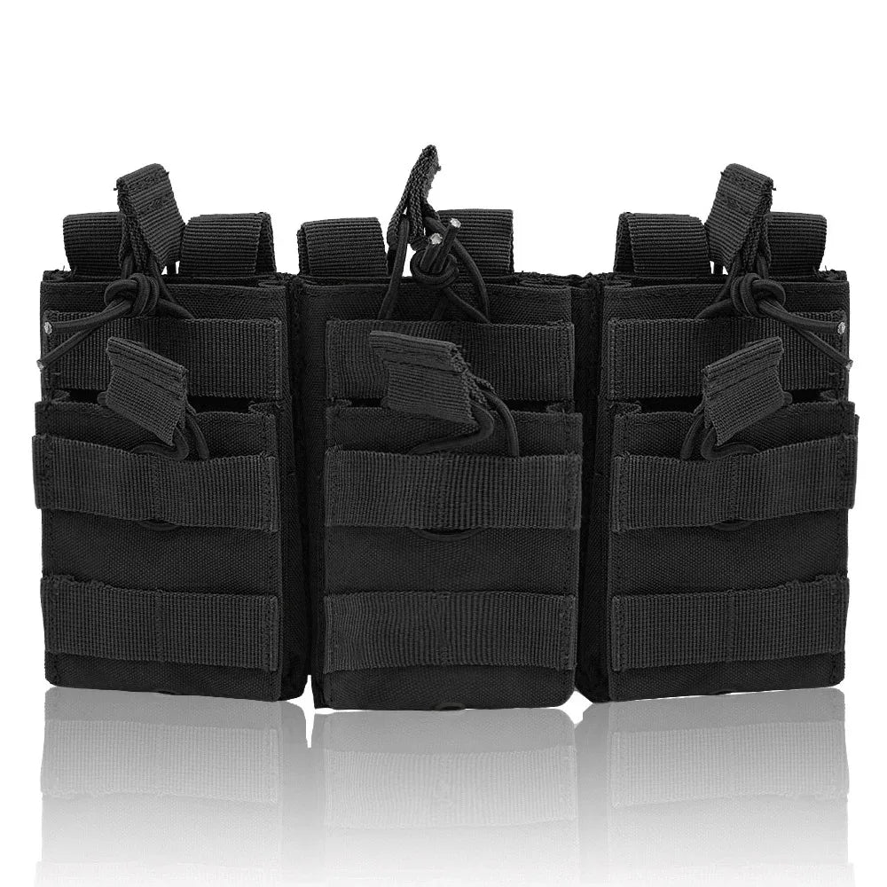 Universal Triple Magazine Pouch - Double-Layer Molle Compatible Ammo Holder for M4/M16, M14, AK, AR Platforms
