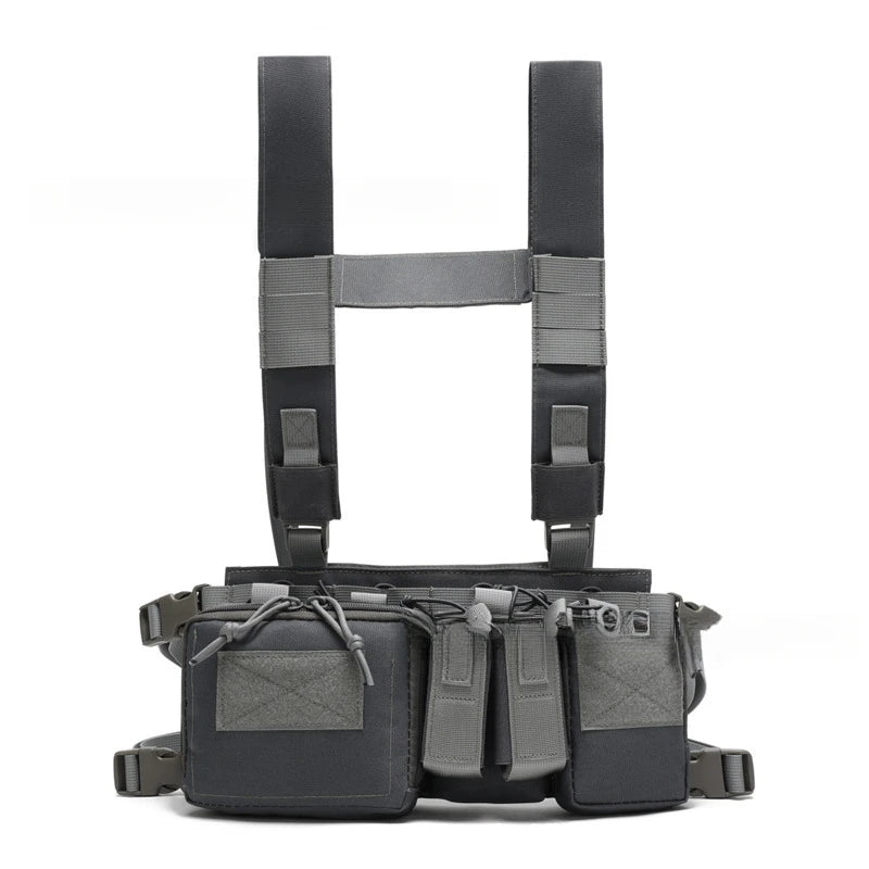 Tactical Chest Rig MOLLE Camo Vest, Adjustable Multi-Function Harness, Outdoor Wargame Training Camouflage Vest