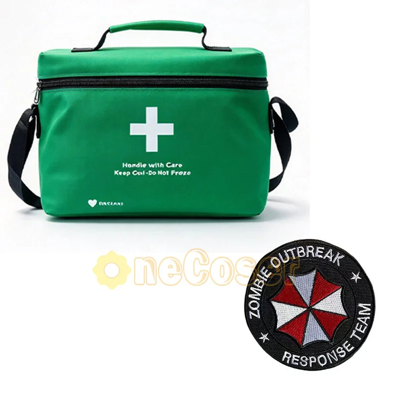 Resident Evil Company First Aid Kit with Embroidered Badge, Popcorn Insulated Bag Cosplay Prop for Halloween Zombie Raccoon City