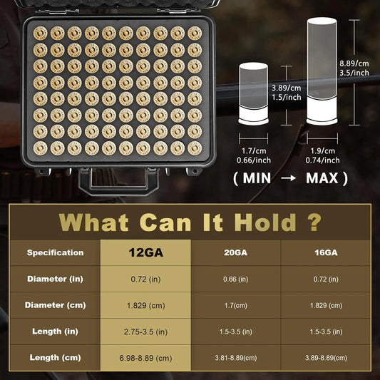 Shotgun Shell Holder 12 Gauge Box 80 Rounds Hunting Cartridges Case Shotshell Box for 12GA 20GA 16GA Bullet Ammo Storage Box