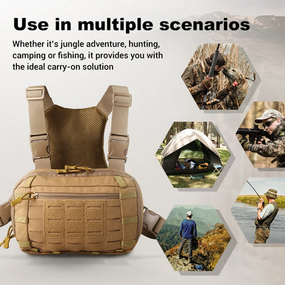 Tactical Chest Pack with Gun Holster EDC Chest Bag Utility Molle Chest Rig Pouch with Compartment Adjustable Strap Outdoor Bag