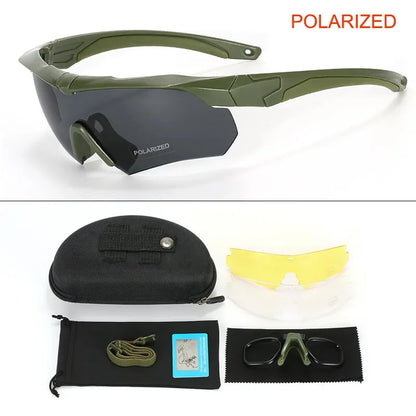 Tactical Goggles CS Airsoft Windproof Army Shooting Polarized Glasses HD 3 Lens Motorcycle Cycling Outdoor Safe Glasses