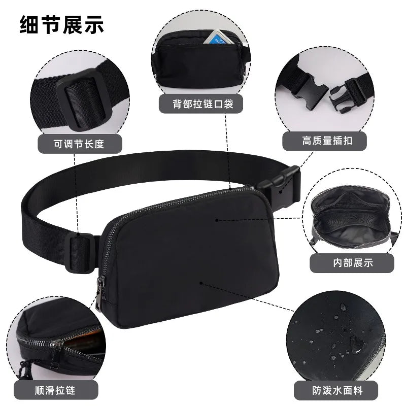New Sports Waist Packs Nylon Waterproof Chest Bag Outdoor Sports Running Phone Pouch Versatile Crossbody Bag for Men and Women