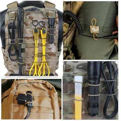 10pcs Elastic Nylon Webbing Ribbon Buckle Outdoor Hiking Hunting Backpack Vest MOLLE PTT Antenna Stick Pipe Binding Retainer