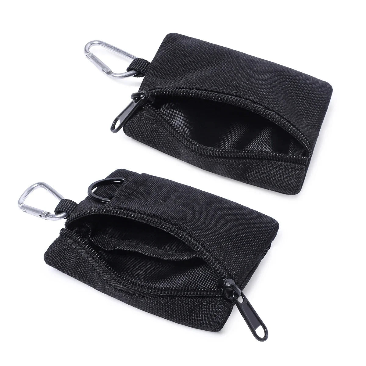 Mini Tactical Pouch EDC Organizer Bag 600D Nylon Coin Purse Key Card Holder with Carabiner for Camping Hiking Outdoor Daily Use