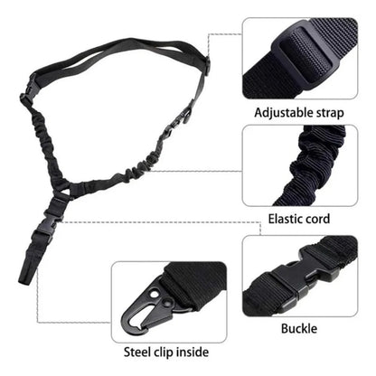 3-Point Tactical Bungee Carry Strap Adjustable Elastic Shoulder Strap Universal Outdoor Hiking Camping Hunting Sports Accessorie