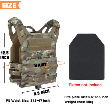 KRYDEX Tactical MOLLE Vest 500D Nylon JPC 2 Jumper Plate Carrier with Front Flap Panel Hunting Paintball Plate Carrier