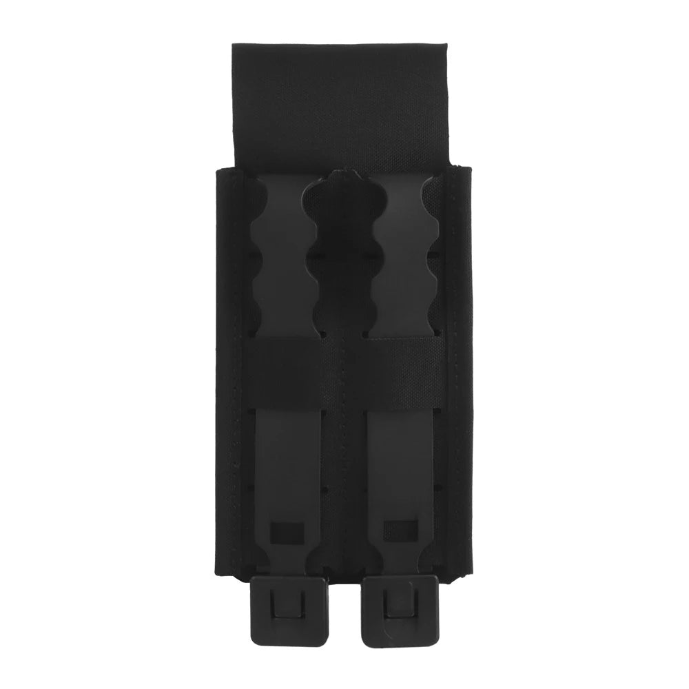 Flip-top front and rear 5.56 magazine pouch covers with MOLLE inserts to fit 5.56 magazines.