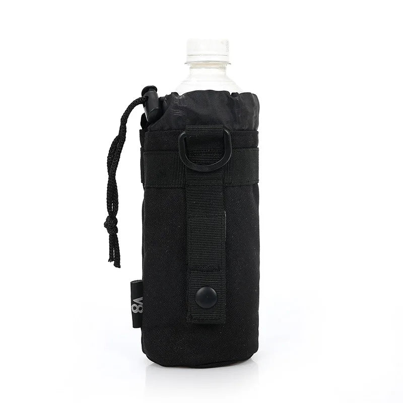 Outdoor Molle Water Bottle Bag Rack Camping Hiking Bicycle Bottle Bag Pulling Rope Multi functional Bottle Bag