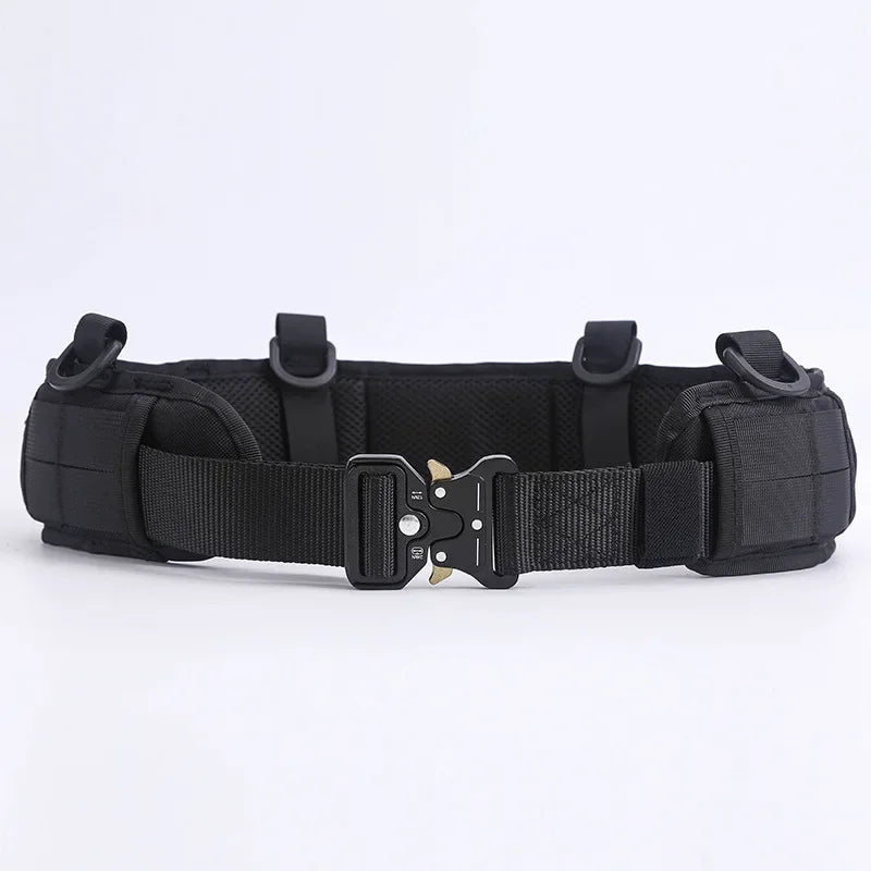 Outdoor Tactical Belt with Waist Pack - Multifunctional MOLLE Design Canvas & Nylon Material Padded Waist for Training/Camping