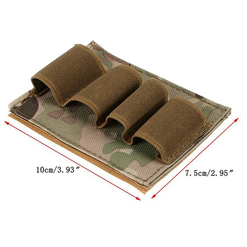 Tactical Nylon Ammo Carrier 12/20Ga Shotgun Shell 4 Round Molle Magazine Pouch Panel with Flashlight & Pen Organizer Outdoor Gea