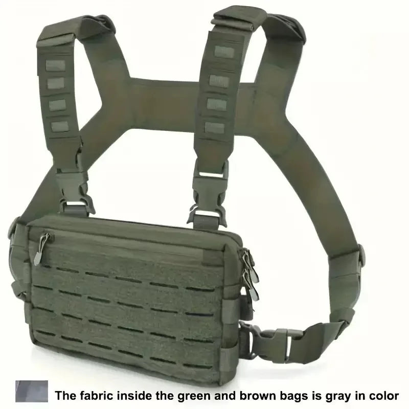 1000D Nylon Tactical Chest Bag Wear-resistant EDC Chest Pack Hip-hop Streetwear Travel Chest Rig for Camping Fishing Sports
