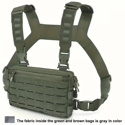 1000D Nylon Tactical Chest Bag Wear-resistant EDC Chest Pack Hip-hop Streetwear Travel Chest Rig for Camping Fishing Sports