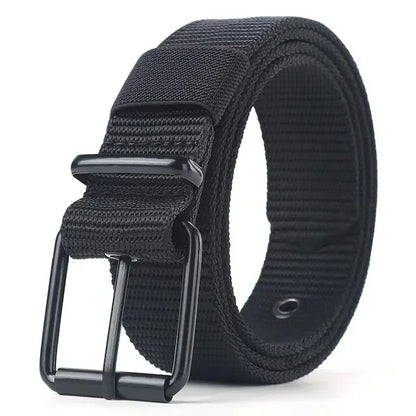 Men's Belt Porous Canvas Pin Buckle Leather Belt Outdoor Sports Belt Women's Trendy Eyelet Belt With Jeans Belt For Men Women
