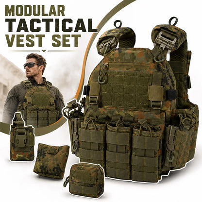 Modular Tactical Vest Set Quick‑Release MOLLE Vest with Mag Pouches Utility Bags for Airsoft Hunting Shooting Combat Training